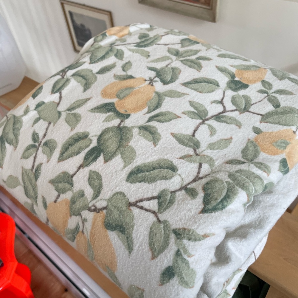 Garnet Hill Green and Yellow Botanical Pillow Cover